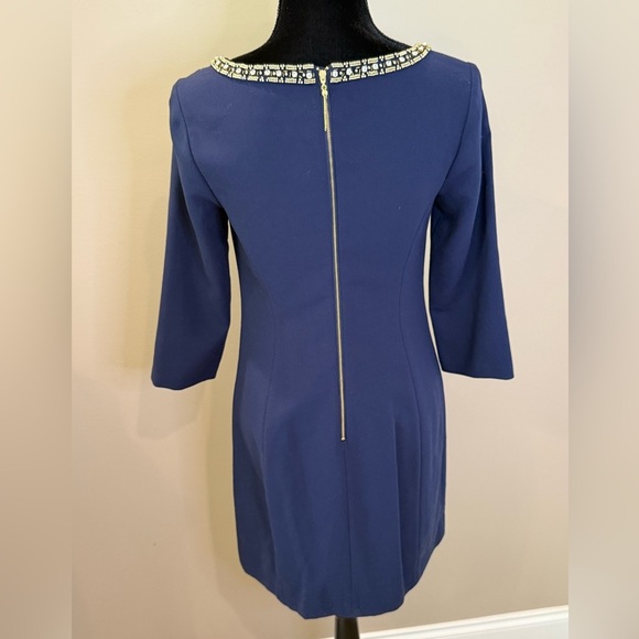 Women’s LILLY PULITZER Bronte Shift 63062 bejeweled beaded navy dress. Size 4 - Picture 5 of 8